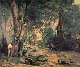 Stream Canvas Paintings - A Thicket of Deer at the Stream of Plaisir Fountaine